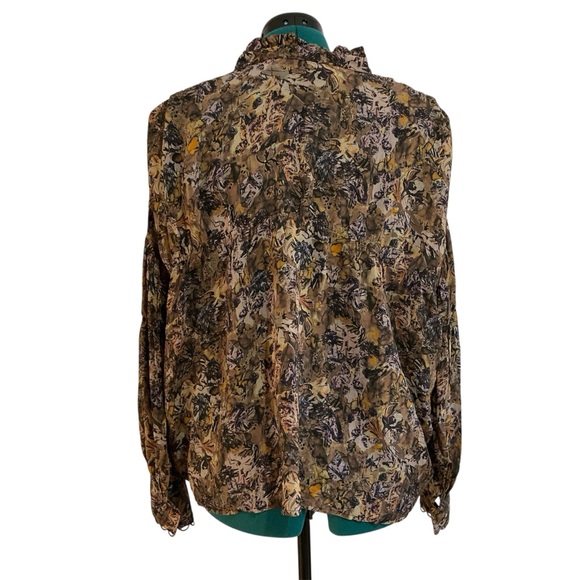 IRO Paris Oversized Boho Abstract Print Bishop Sleeve Blouse - Picture 2 of 7